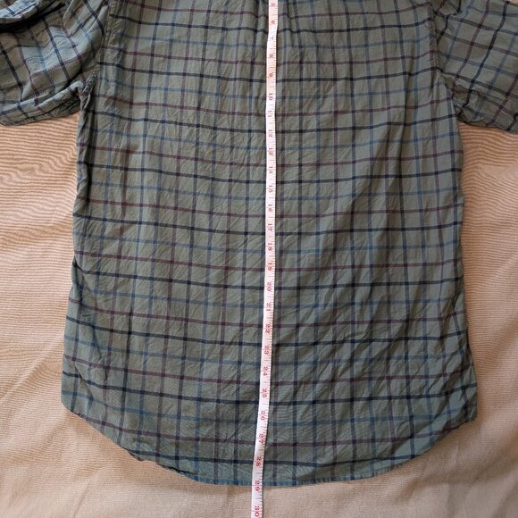 J Crew 100% Cotton Oxford Green Plaid Shirt - M Slim - Picture 5 of 5